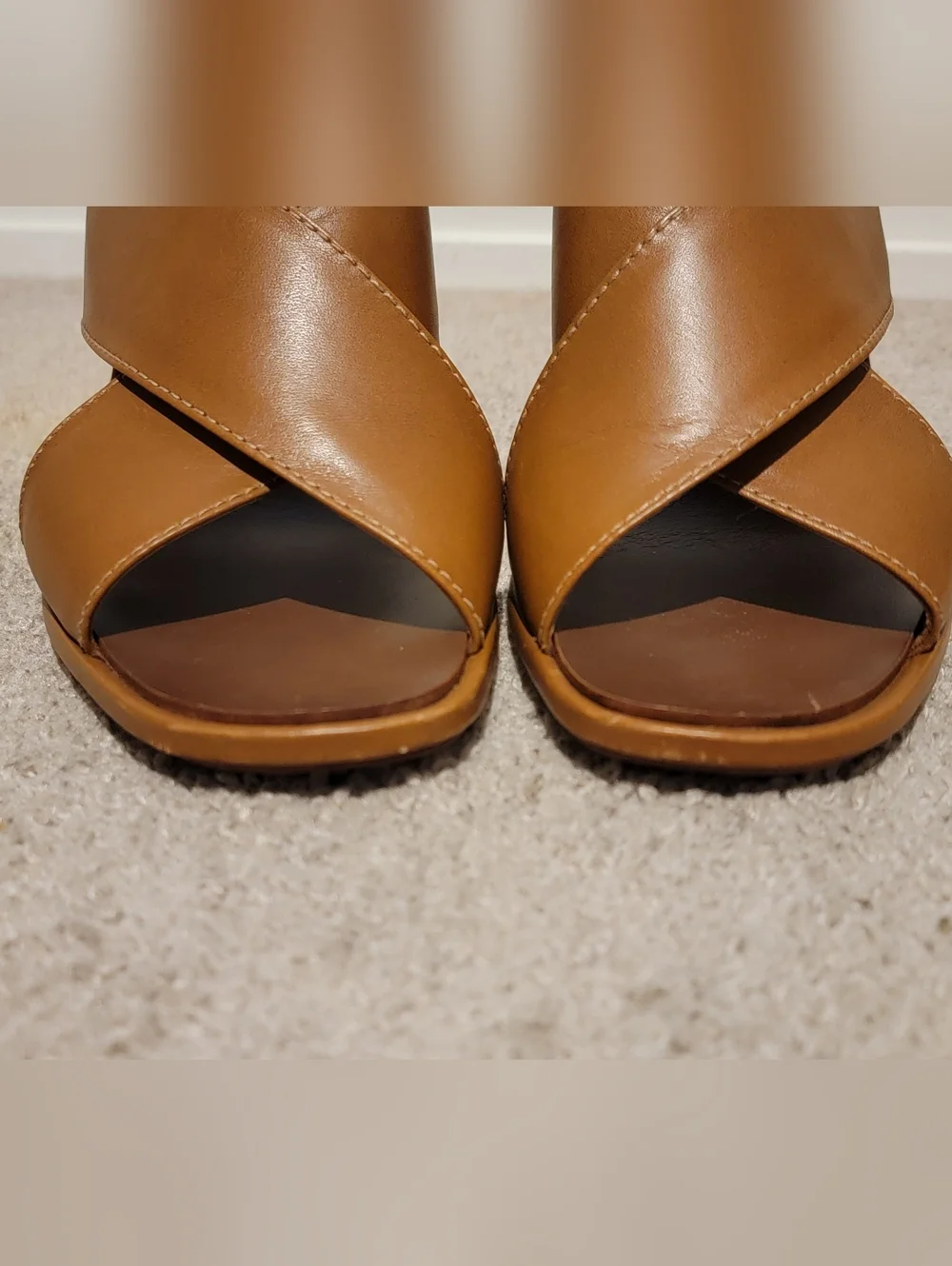 Tory Burch Gabrielle Leather Slingback Wedges Heels Royal Tan Size 9